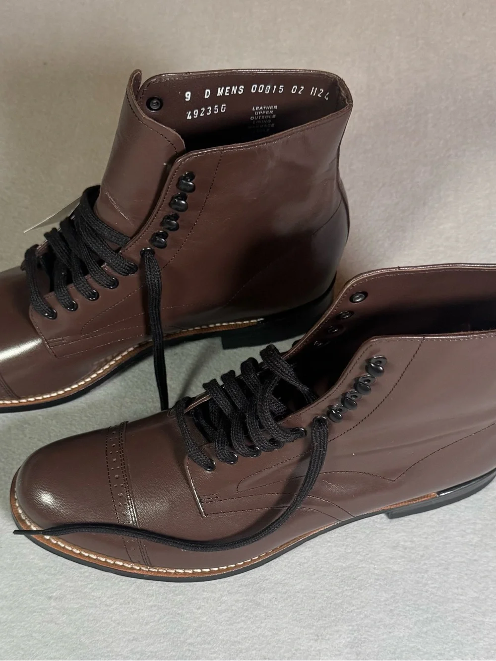 Stacy Adams Madison Men's Boots 9D Brown Kidskin Leather Cap Toe 00015-02 NWOB